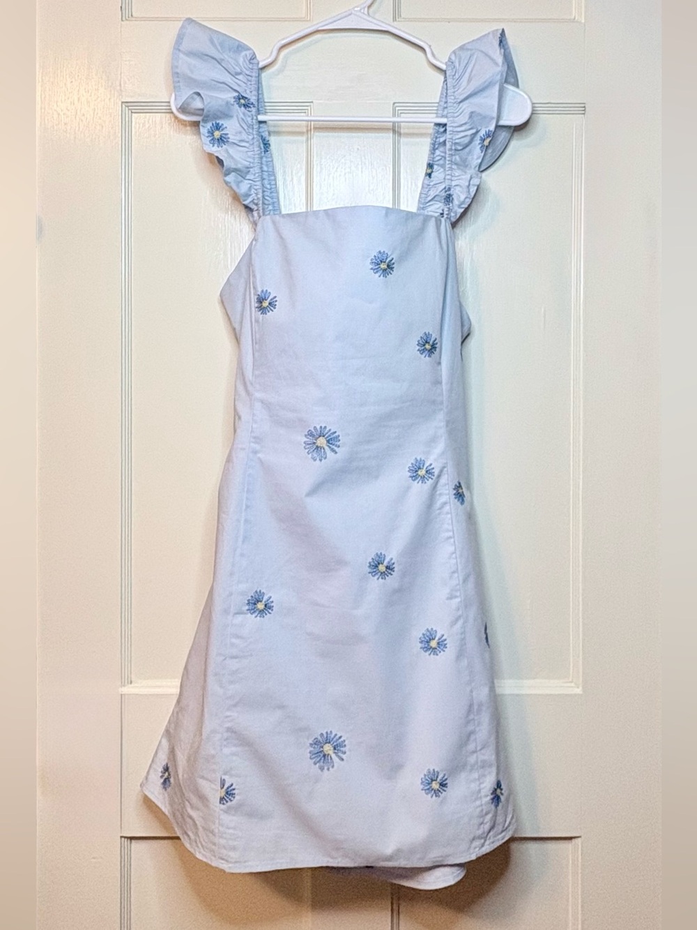 Lost + Wander Serenity Mini Dress in Light Blue with Embroidered Daisies